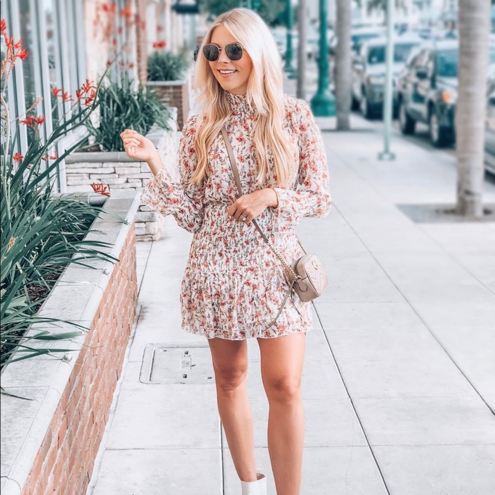 Floral smocked mini dress